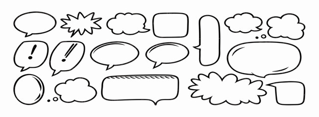 Fototapeta premium Hand-drawn Speech Bubbles and Thought Bubbles Set for Comics
