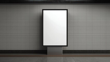 Futuristic billboard in dirty underground tube station mockup 3d rendering