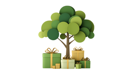 christmas tree with gift boxes