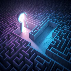 Illuminated keyhole opens path through dark maze