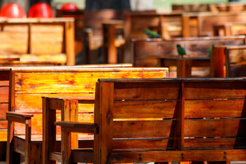 Obraz premium tables and chairs in a restaurant