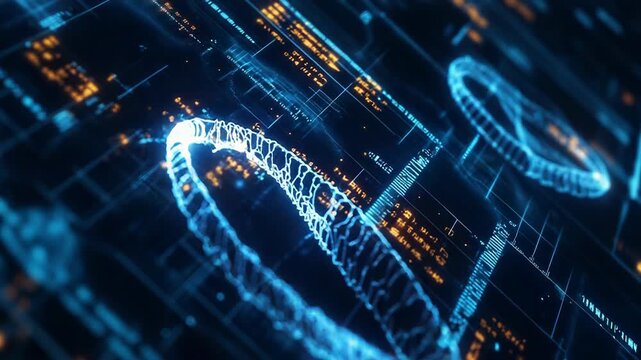 Futuristic dna analysis displaying genetic information on virtual screen - Powered by Adobe