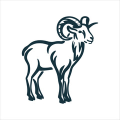 Stylized Ram Silhouette for Eid al-Adha Design Minimalist burnt sienna ram silhouette in profile stylised with curved horns Eid al Adha