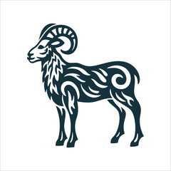 Stylized Ram Silhouette for Eid al-Adha Celebration Eid al Adha Minimalist burnt sienna ram silhouette in profile stylised with curved horns