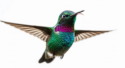 Fototapeta premium Hummingbird Close Up – Isolated on White Solid Background