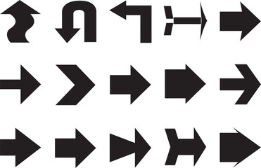 Collection of 3d arrows in various directions isolated on white background