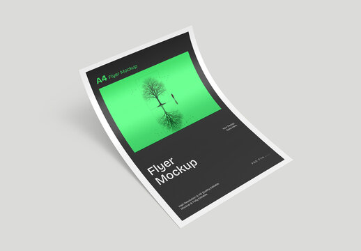 Floating Paper Flyer Mockup PSD