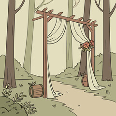 Rustic Wedding Arch in a Forest Path