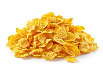 A pile of golden-yellow corn flakes
