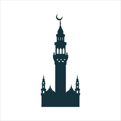 El Hussein Mosque Minaret Silhouette Indigo Moulid of El Hussein Minaret silhouette with crescent finial deep indigo and sharp geometry