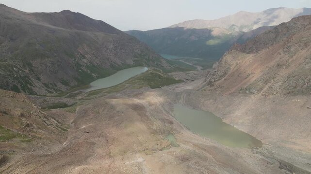 The aerial view of the Tien Shan Mountains in Kyrgyzstan