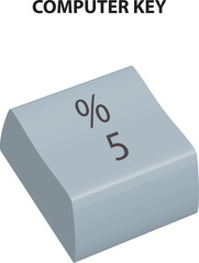 Single computer keyboard key icon isolated on white background