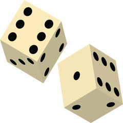 A single red six sided die with white dots isolated on white background