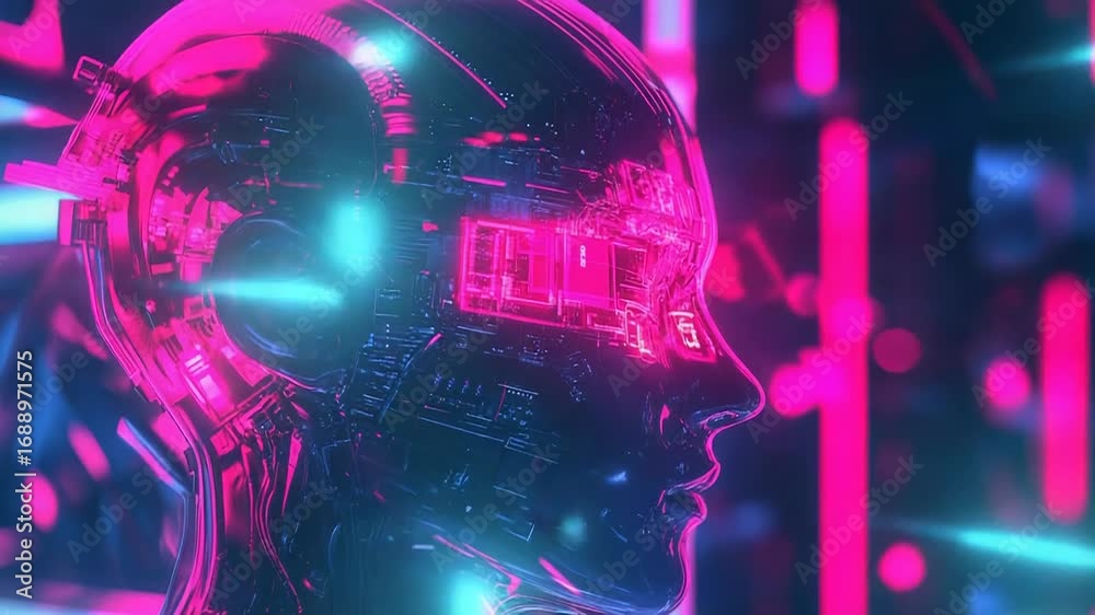Wall mural artificial intelligence processing data in futuristic cyberspace environment
