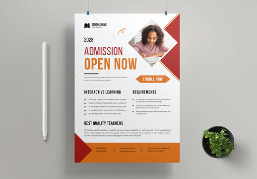 Admission Education Flyer School Design Template Layout