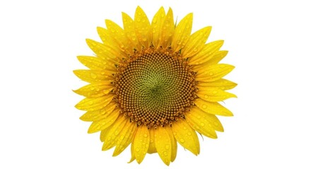 Fototapeta premium Bright Yellow Sunflower With Water Droplets Detailed Close Up