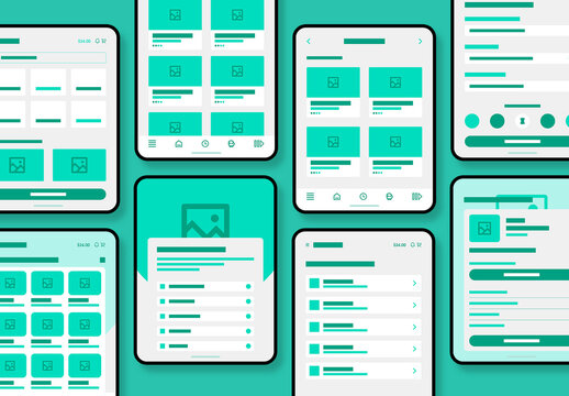 Futuristic Tablet App Wireframe Template with Minimal UI UX