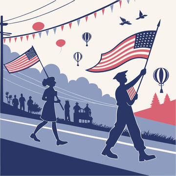 American Independence Day Parade Celebration flag
