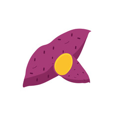 Sweet potato slice and half in vintage engraving style.