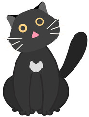 Cute fat black cat cartoon png transparent background illustration cute pet