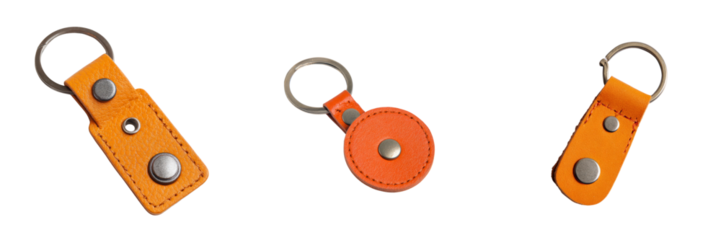 Stylish keychains display transparent background creative product showcase studio environment