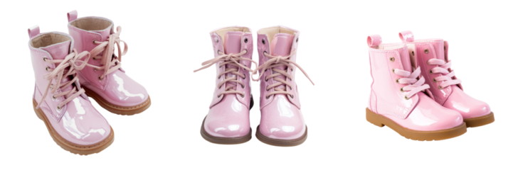 Charming pink boots on transparent background fashion accessories studio setting close-up
