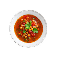Delicious and Aromatic Chickpea Tomato Soup in a White Bowl