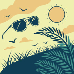 Sunglasses and Palm Fronds Against Summer Sky eyewear