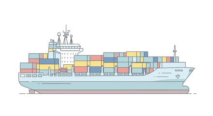 Fototapeta premium Massive Cargo Ship Loaded With Colorful Shipping Containers Sailing Across The Ocean