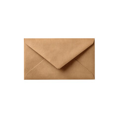 Kraft Paper Envelope, Closed, Top View, Isolated on Black Background