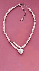 Romantic Pearl Heart on Pink Velvet