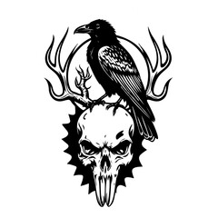 Fototapeta premium eagle on a skull