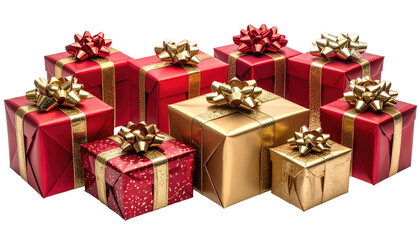 Fototapeta premium Colorful Holiday Gift Boxes Stacked with Bows for Celebration