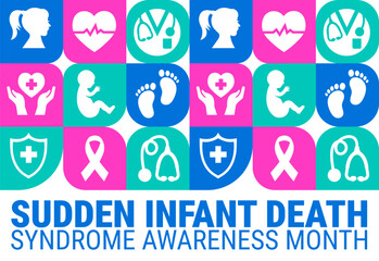 sudden infant death syndrome awareness month Geometric shape pattern background, banner, card or poster design template is observed every year during October, to raise awareness about the mission.