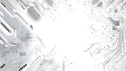 Abstract futuristic technology background with a white circuit board design for digital innovation and science concepts