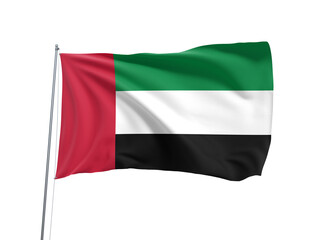 UAE national flag waving with plain white background. Clean design for easy editing, perfect for UAE National Day 2025, Flag Day, patriotic events, and United Arab Emirates celebration graphics