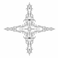 Tribal vector with mystical eye detail in gothic abstract style, perfect for tattoo design, dark art, occult symbol, and metal artwork.