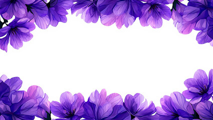 Purple Floral Border Frame with White Copy Space flowers