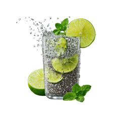 Refreshing Chia Seed Lime Water Drink with Mint