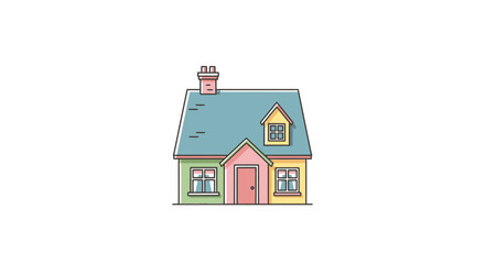 Cozy Colorful House with Chimney and Windows Vector Illustration Minimalist Style Simple Architectural Design