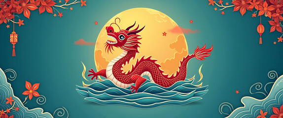 Dragon Boat Festival Logo: Bold Typography & Iconic Graphics in Modern Design - Premium Digital Artwork Capturing Festive Spirit & Cultural Identity with Space for Customization