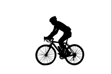 Naklejka premium Dynamic cyclist silhouette in action, capturing the thrill and freedom of cycling, perfect for sports and active lifestyle promotions