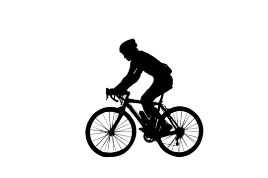 Dynamic cyclist silhouette in action, capturing the thrill and freedom of cycling, perfect for sports and active lifestyle promotions