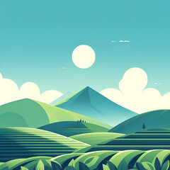 Obraz premium Illustration landscape with hills