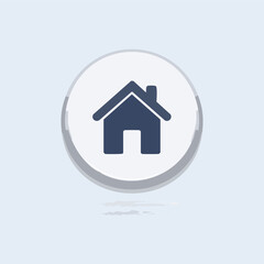 Dark Blue Home Symbol in Round Icon - AI Generated