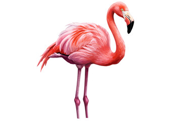 pink flamingo on white background