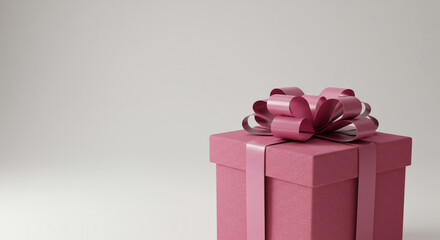 Obraz premium Pink gift box, pink ribbon, white background