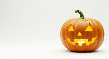 white background, Halloween devil carved pumpkin