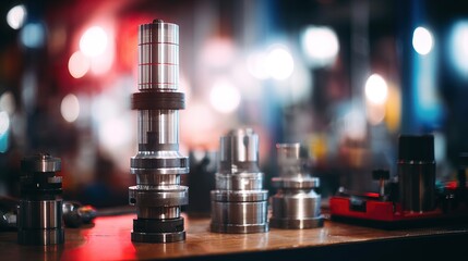 Automotive engine close-up with tools on workbench, precision and craftsmanship in focus