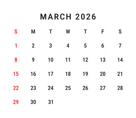 March 2026 Calendar Poster Template
